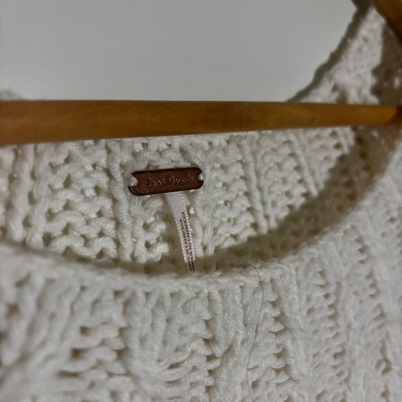 Free People cropped cotton cable knit sweater in ivory - Picture 13 of 14